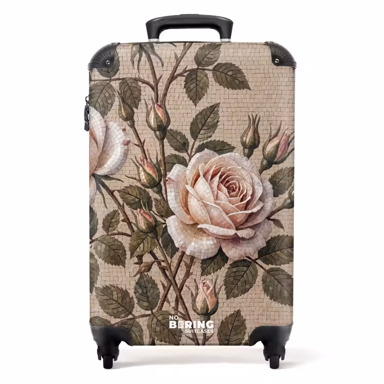 Suitcase - Rose - Mosaic - Flowers - Classic - Beige — 1
