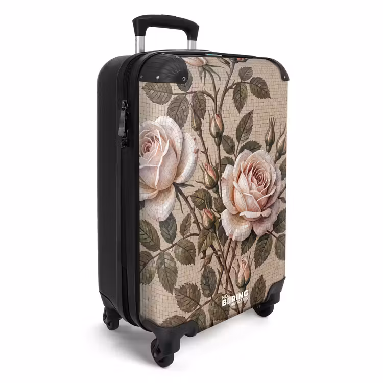 Suitcase - Rose - Mosaic - Flowers - Classic - Beige — 2