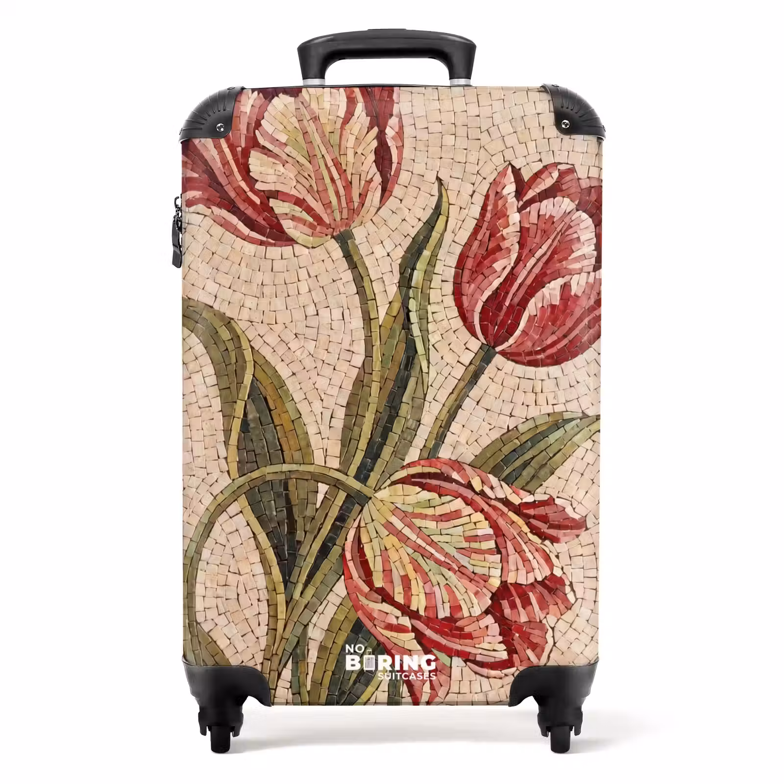 Suitcase - Flowers - Mosaic - Red - Green - Art — 1