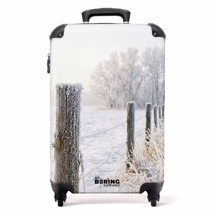 Suitcase - Fence - Snow - Fog - Countryside - Nostalgic — 1