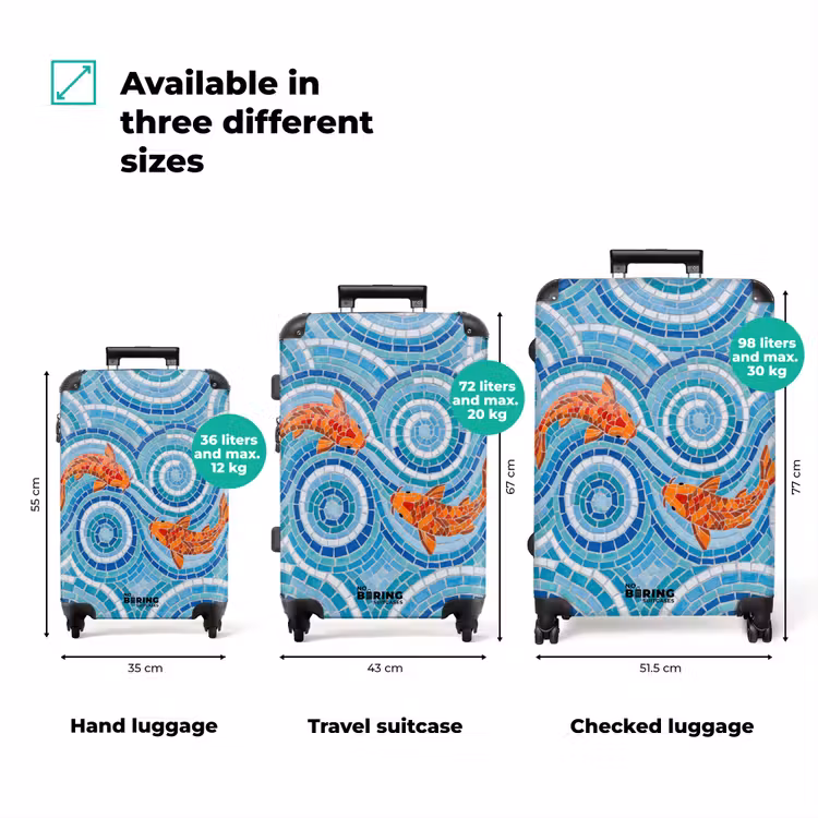 Suitcase - Fish - Mosaic - Water - Decorative - Blue — 3
