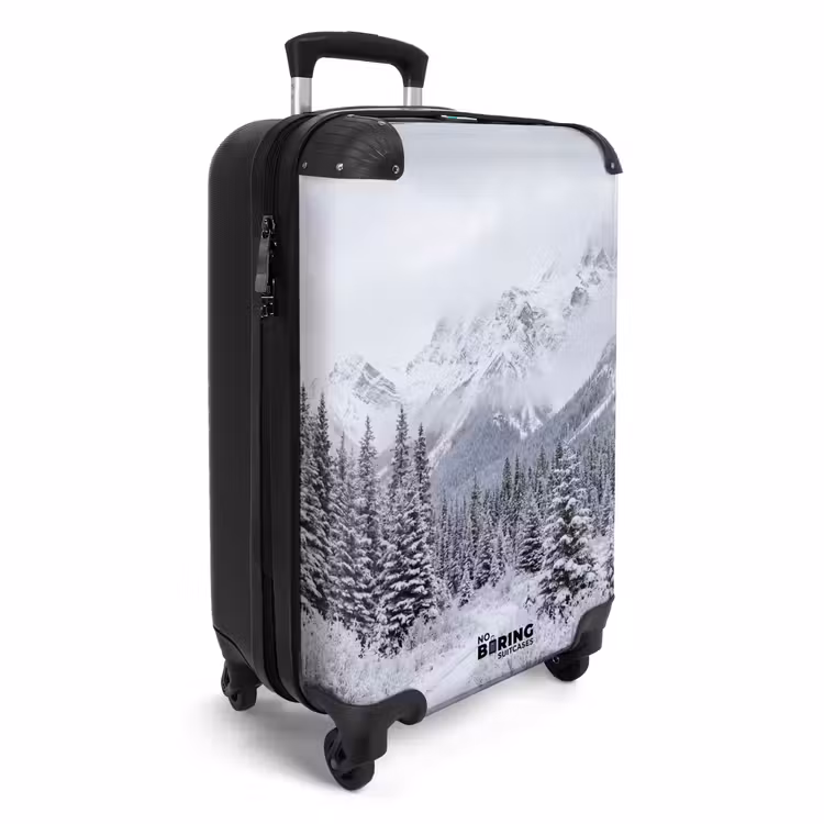 Suitcase - Road - Mountains - Snow - Coniferous Forest - Adventurous — 2