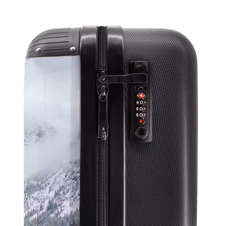 Suitcase - Road - Mountains - Snow - Coniferous Forest - Adventurous — 6