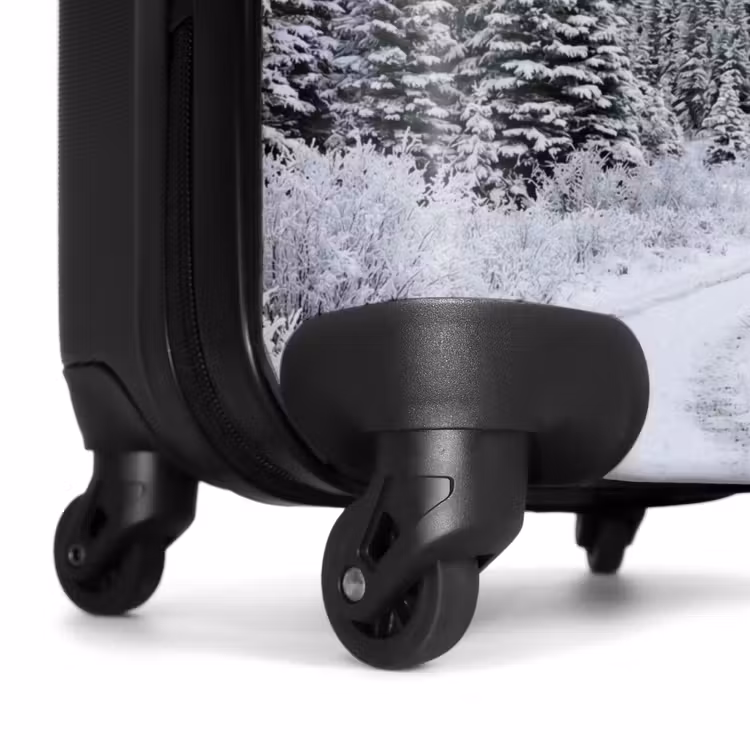 Suitcase - Road - Mountains - Snow - Coniferous Forest - Adventurous — 7