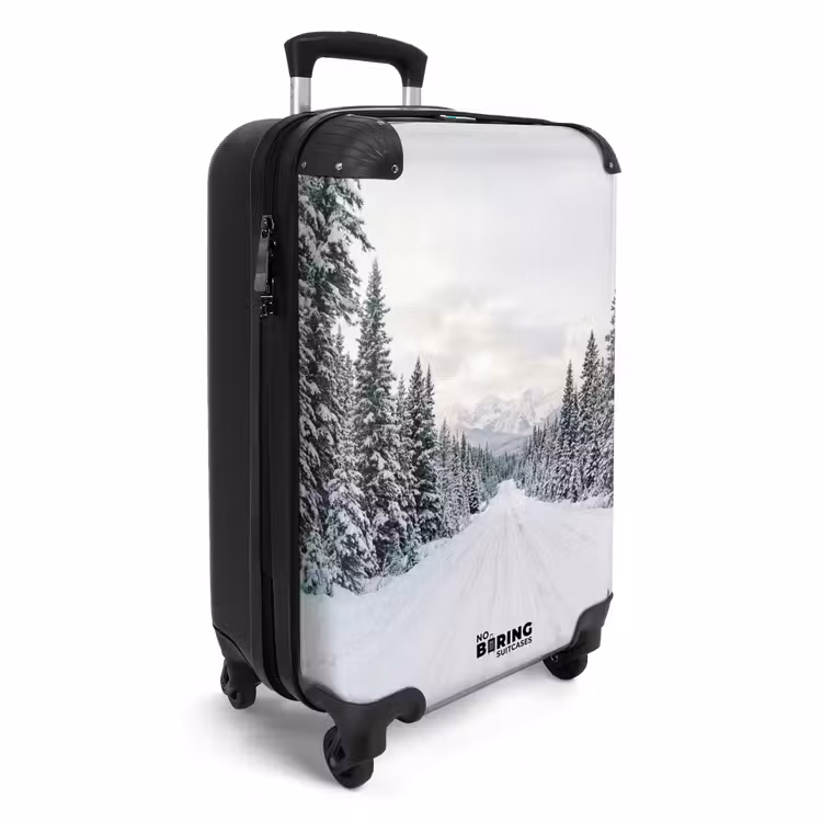 Suitcase - Road - Snow - Coniferous Forest - Winter - Adventurous — 2