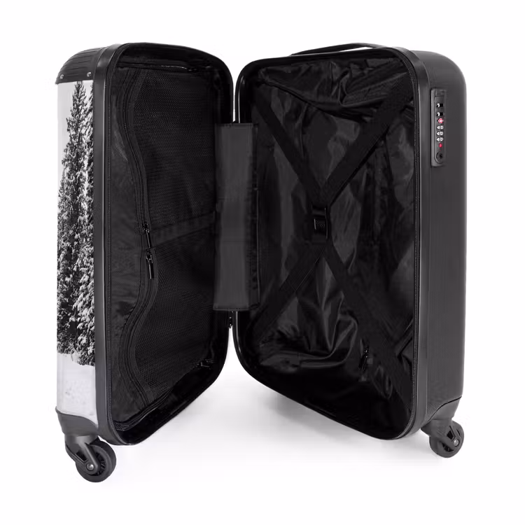 Suitcase - Road - Snow - Coniferous Forest - Winter - Adventurous — 5