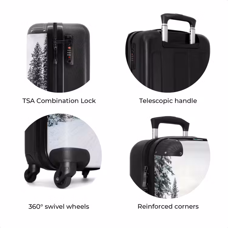 Suitcase - Road - Snow - Coniferous Forest - Winter - Adventurous — 8