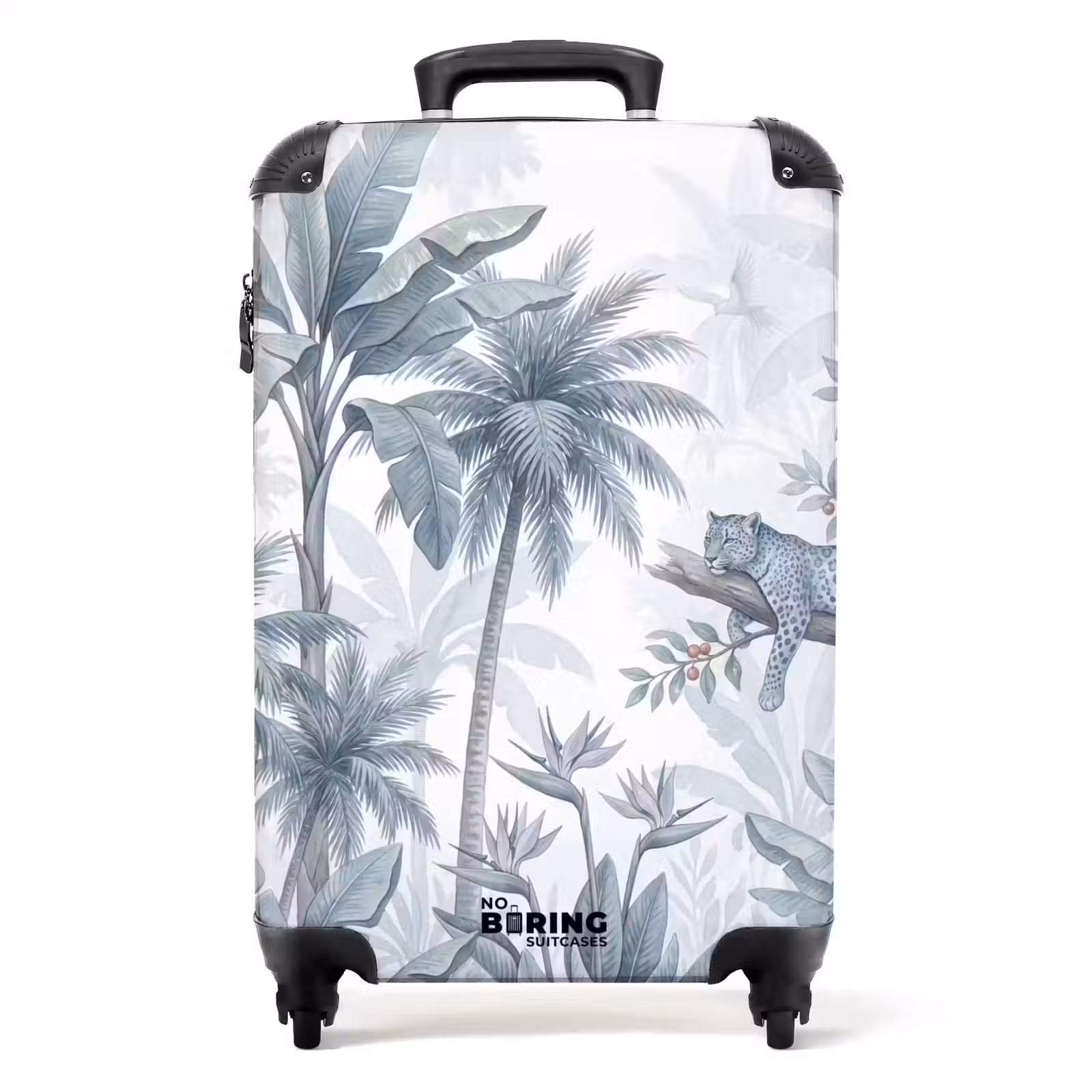 Suitcase - Cat - Tropical Forest - Modern - Gray — 1