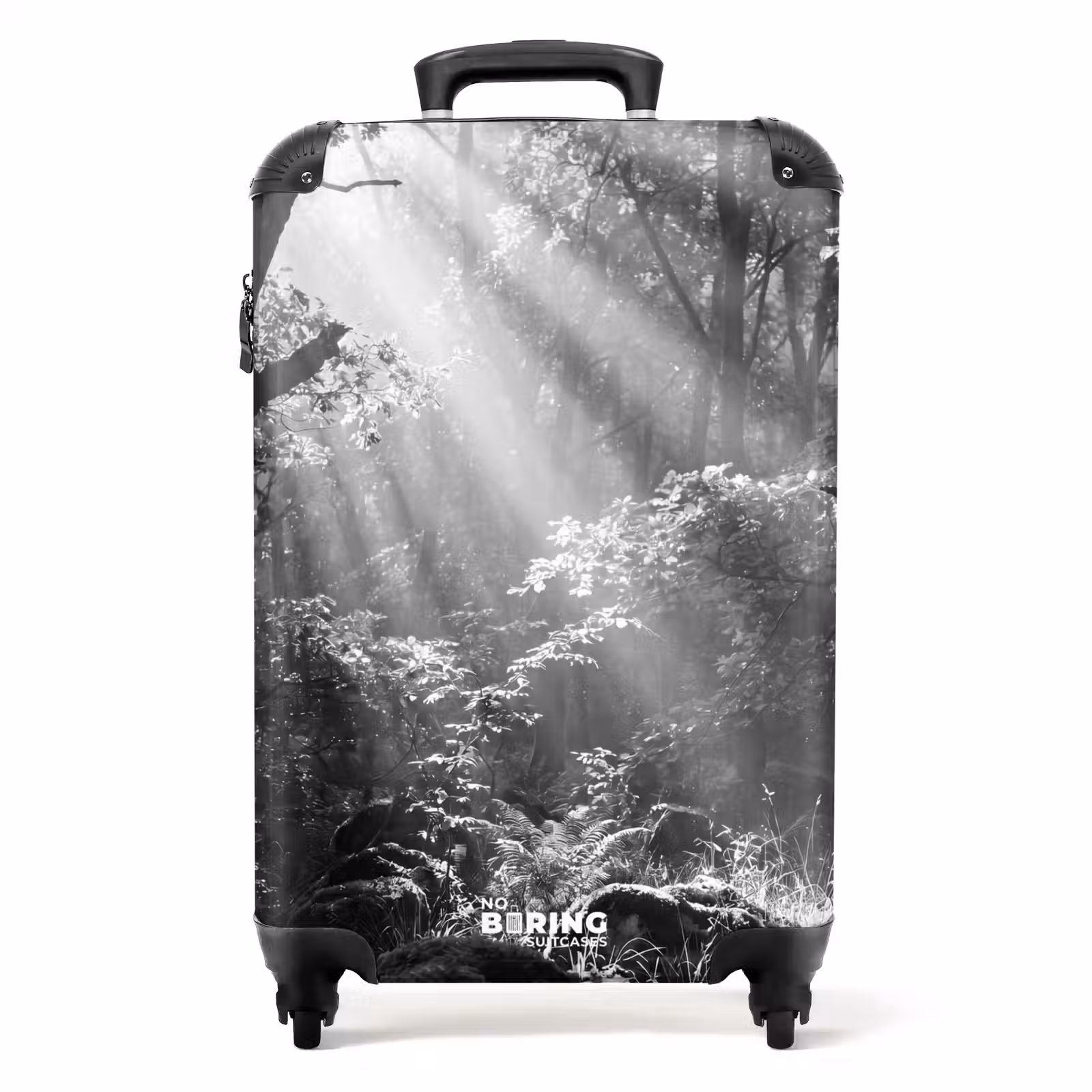 Suitcase - Forest - Rays of Light - Nature - Black and White — 1