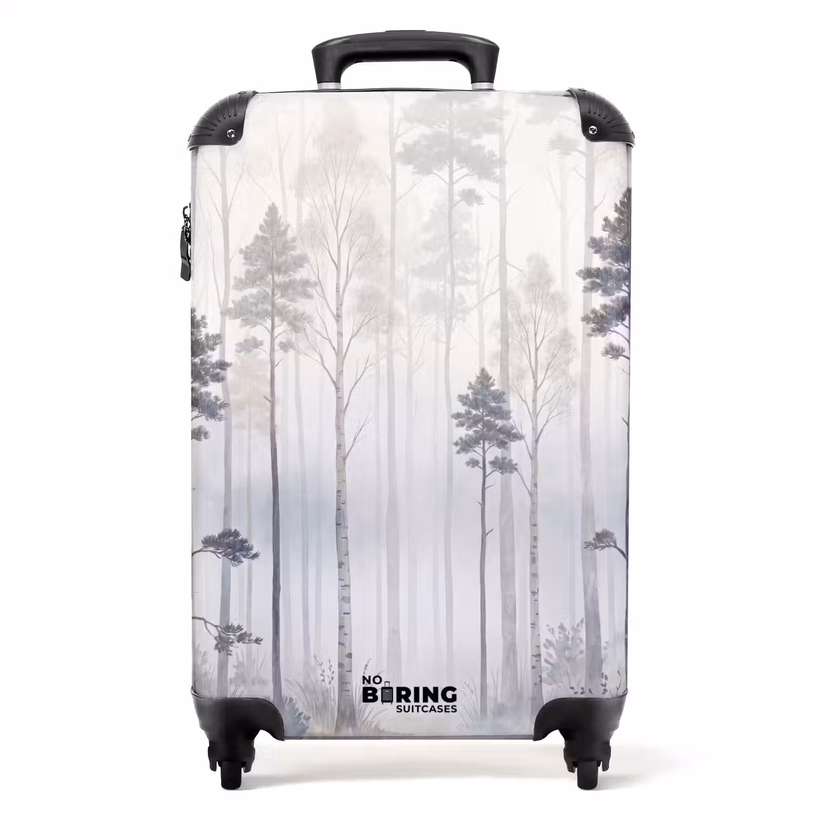 Suitcase - Forest - Trees - Fog - Nature - Illustration - Gray — 1