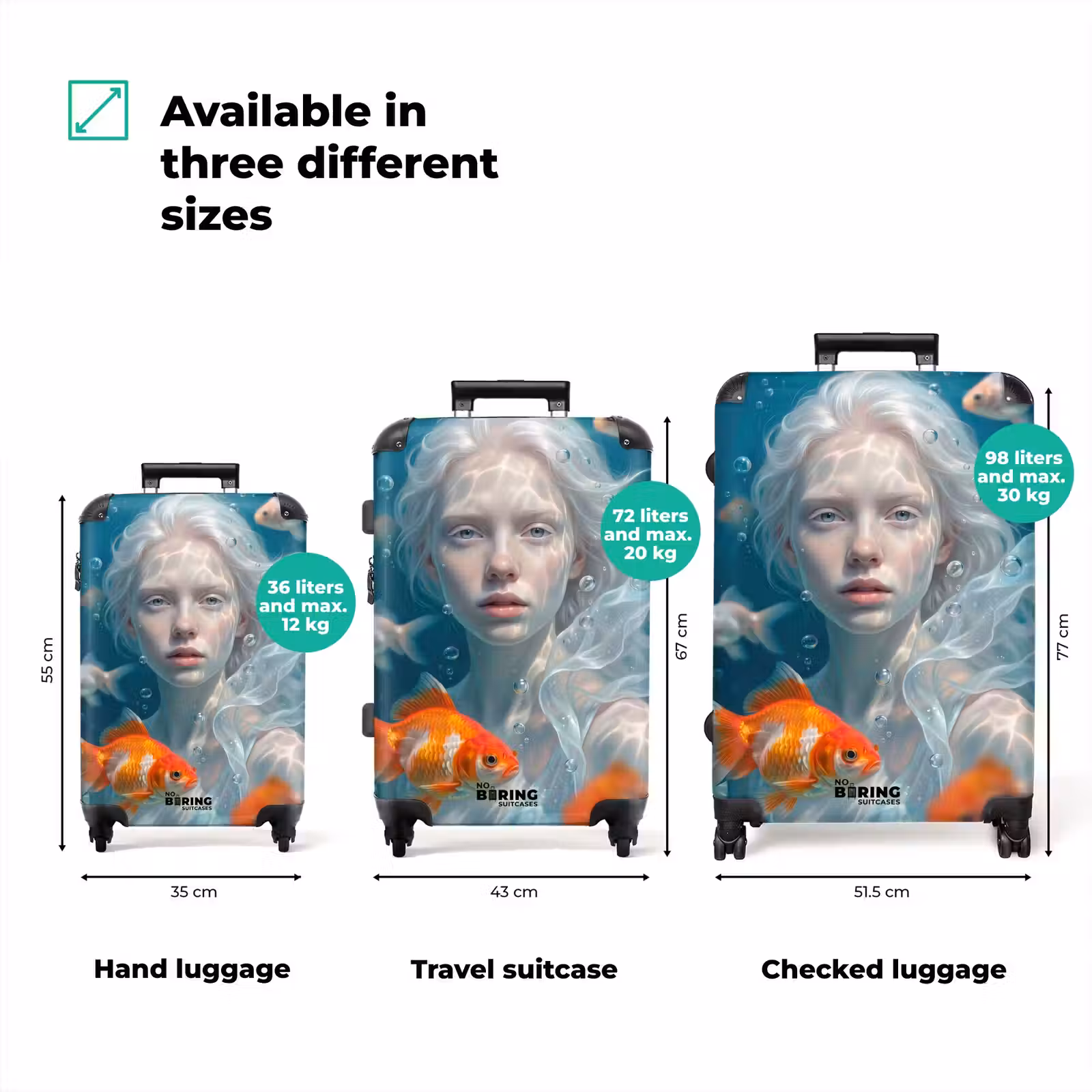 Suitcase - People - Underwater - Fish - Modern - Blue — 1