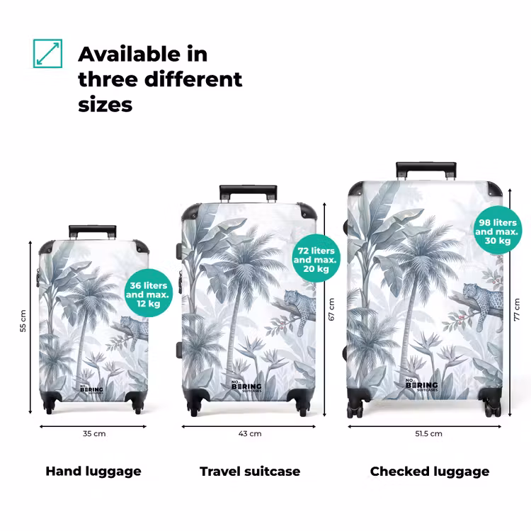 Suitcase - Cat - Tropical Forest - Modern - Gray — 3