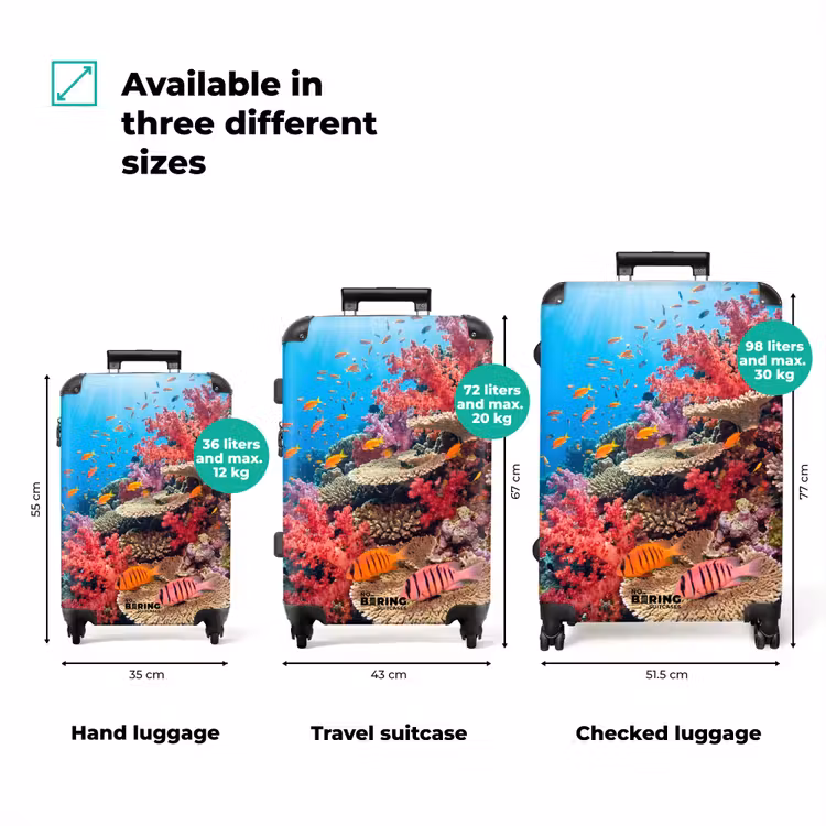 Suitcase - Coral Reef - Fish - Underwater - Tropical - Red — 3