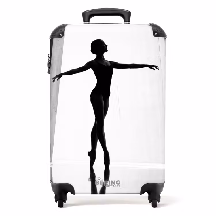 Suitcase - Dancer - Silhouette - Art - Modern - Black and White — 1