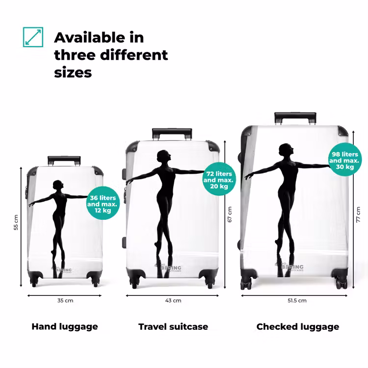 Suitcase - Dancer - Silhouette - Art - Modern - Black and White — 3
