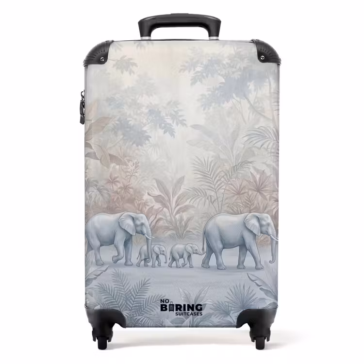 Suitcase - Elephant - Family - Jungle - Illustration - Gray — 1