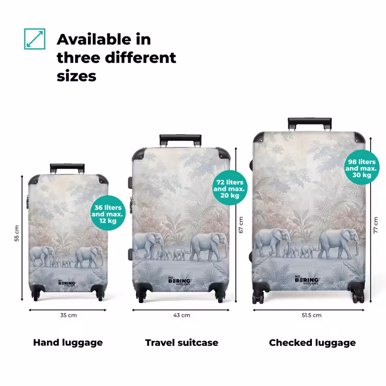 Suitcase - Elephant - Family - Jungle - Illustration - Gray — 3