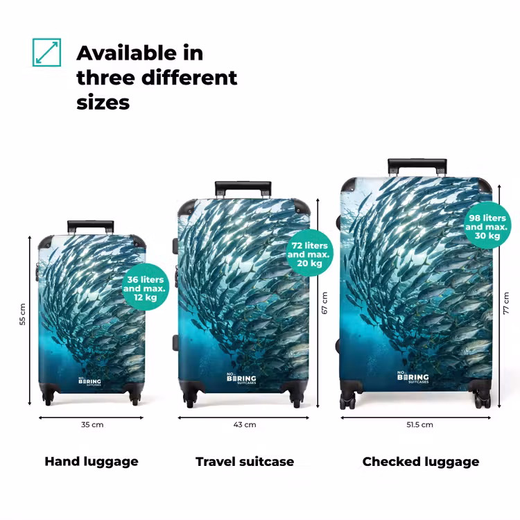 Suitcase - Fish - School - Ocean - Nature - Blue — 3