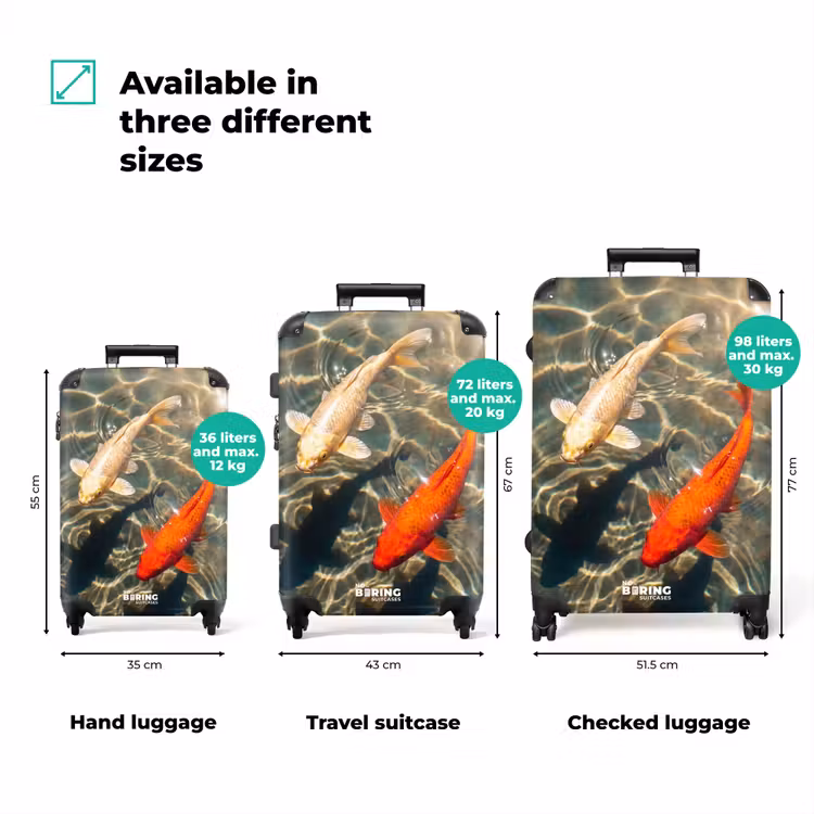 Suitcase - Fish - Water - Animals - Orange - Gold — 3