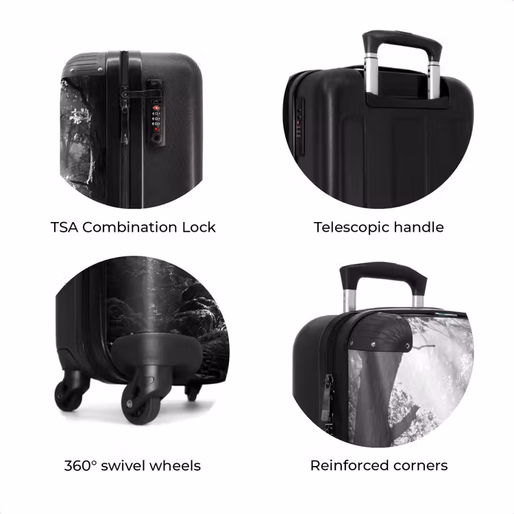 Suitcase - Forest - Rays of Light - Nature - Black and White — 8