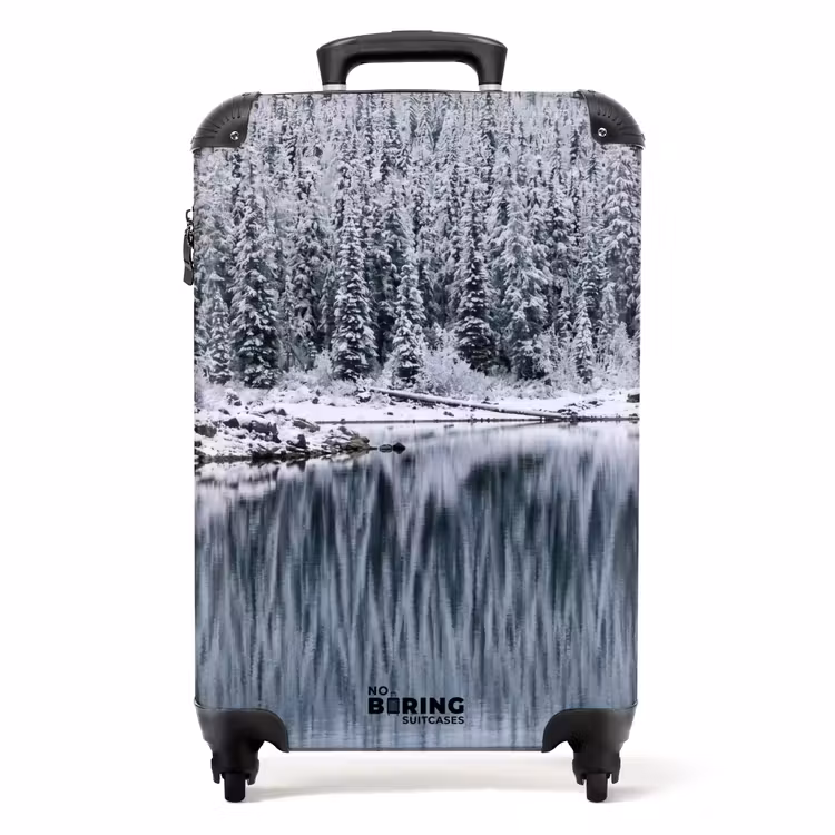 Suitcase - Forest - Reflection - Lake - Winter - Serene — 1