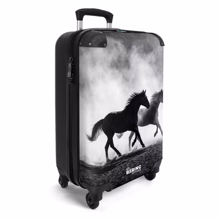 Suitcase - Horse - Fabric - Black and White - Animals — 2