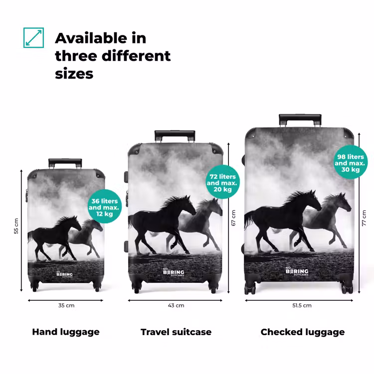 Suitcase - Horse - Fabric - Black and White - Animals — 3