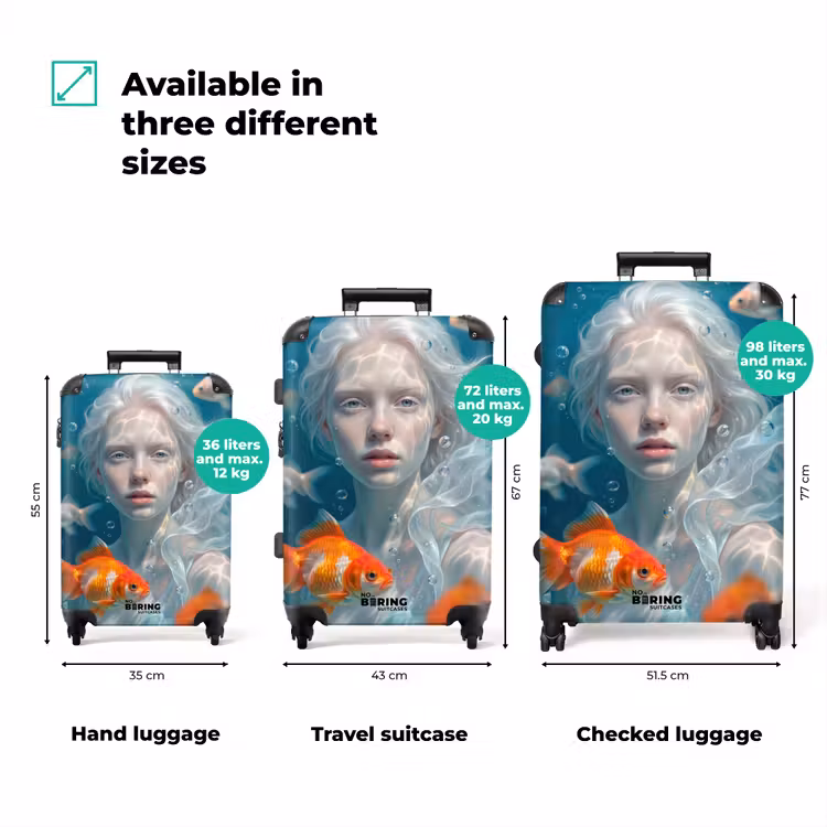 Suitcase - People - Underwater - Fish - Modern - Blue — 1