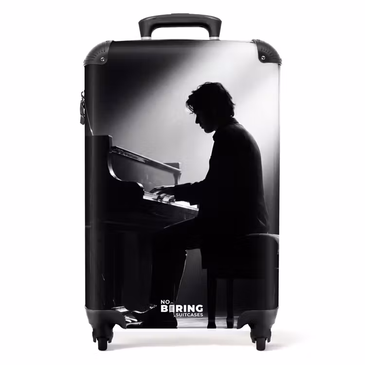 Suitcase - Person - Piano - Music - Black-and-white - Stage — 1