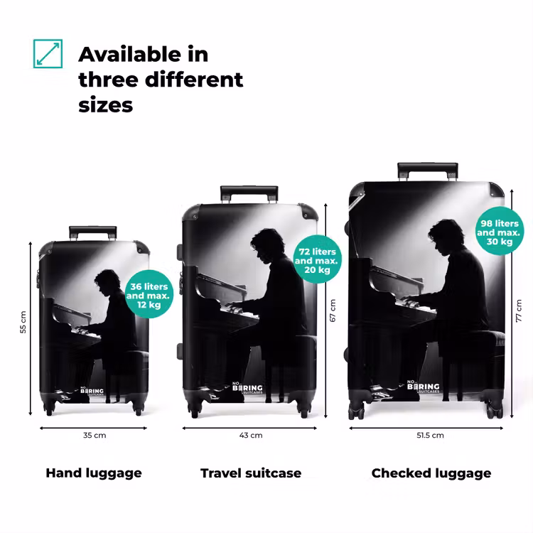 Suitcase - Person - Piano - Music - Black-and-white - Stage — 3