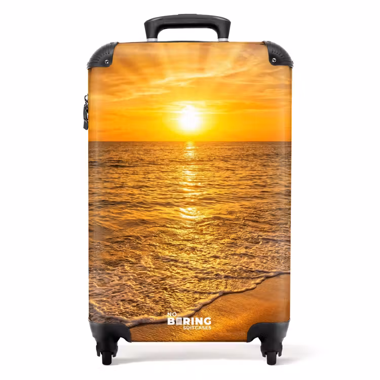 Suitcase - Sea - Sunset - Waves - Coast - Orange — 1