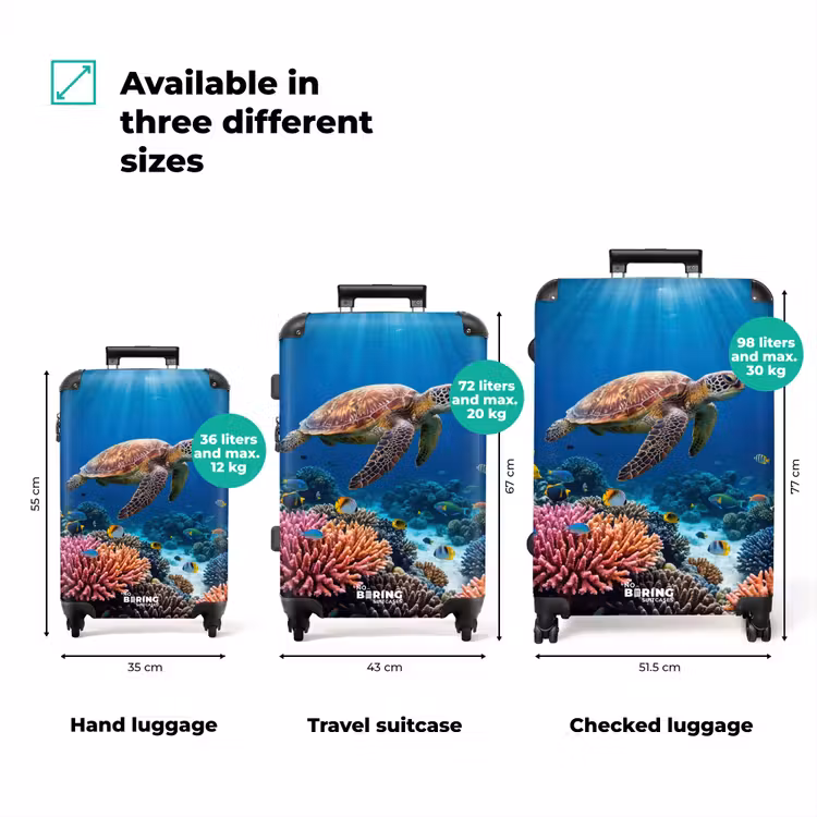 Suitcase - Turtle - Coral Reef - Ocean - Animals - Blue — 3