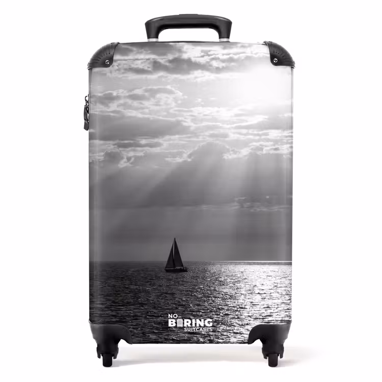 Suitcase - Water - Boat - Sky - Nature - Black and White — 1