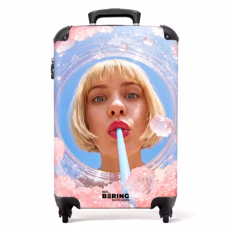 Suitcase - Woman - Drink - Summer - Pink - Blue — 1
