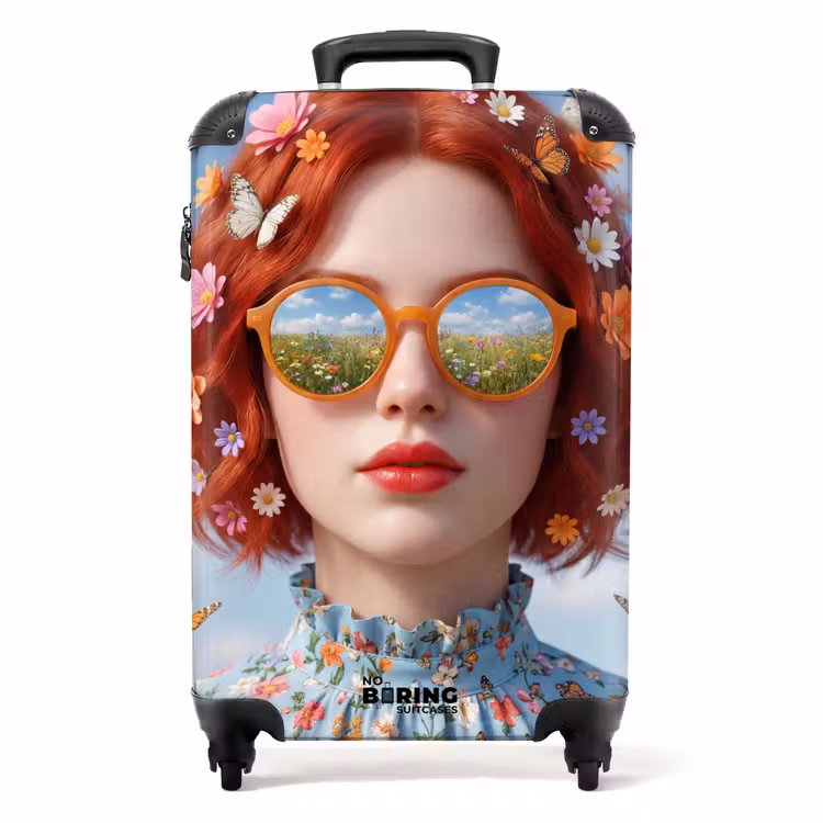 Suitcase - Woman - Flowers - Summer - Portrait - Colorful — 1