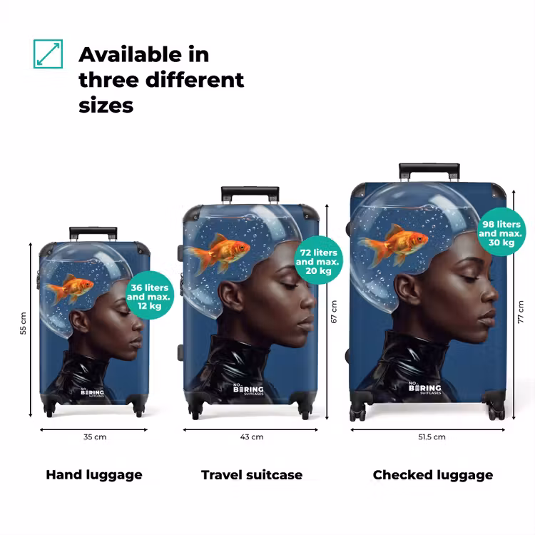 Suitcase - Woman - Goldfish - Head - Abstract - Blue — 1