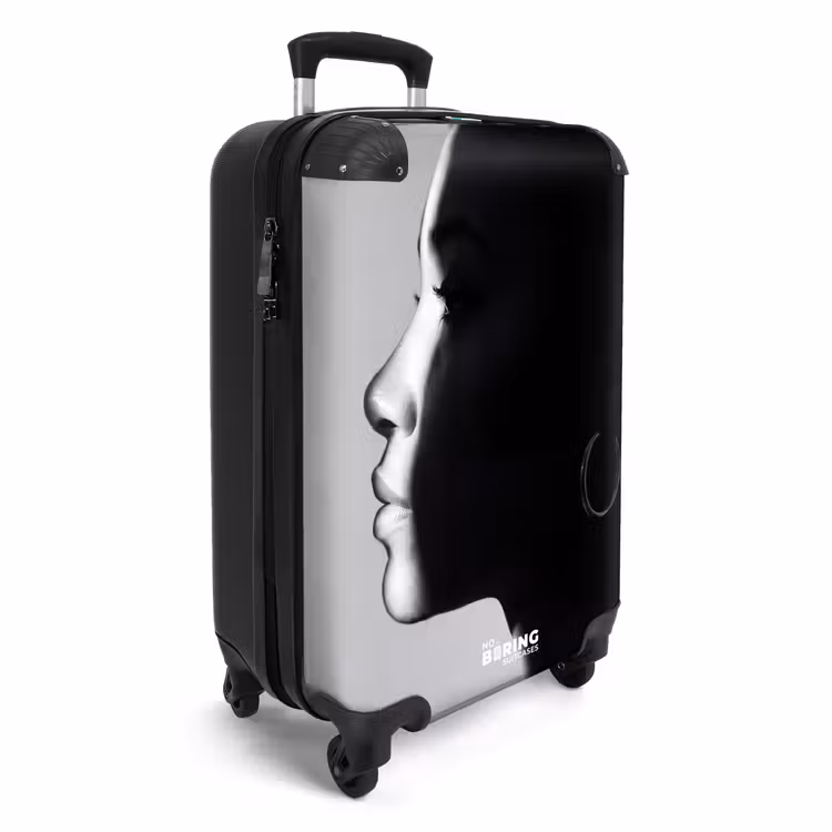 Suitcase - Woman - Profile - People - Black and White — 2