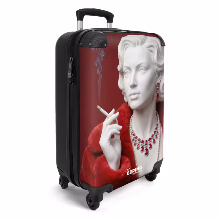 Suitcase - Women - Fur Coat - Fashion - Classic - Red — 2