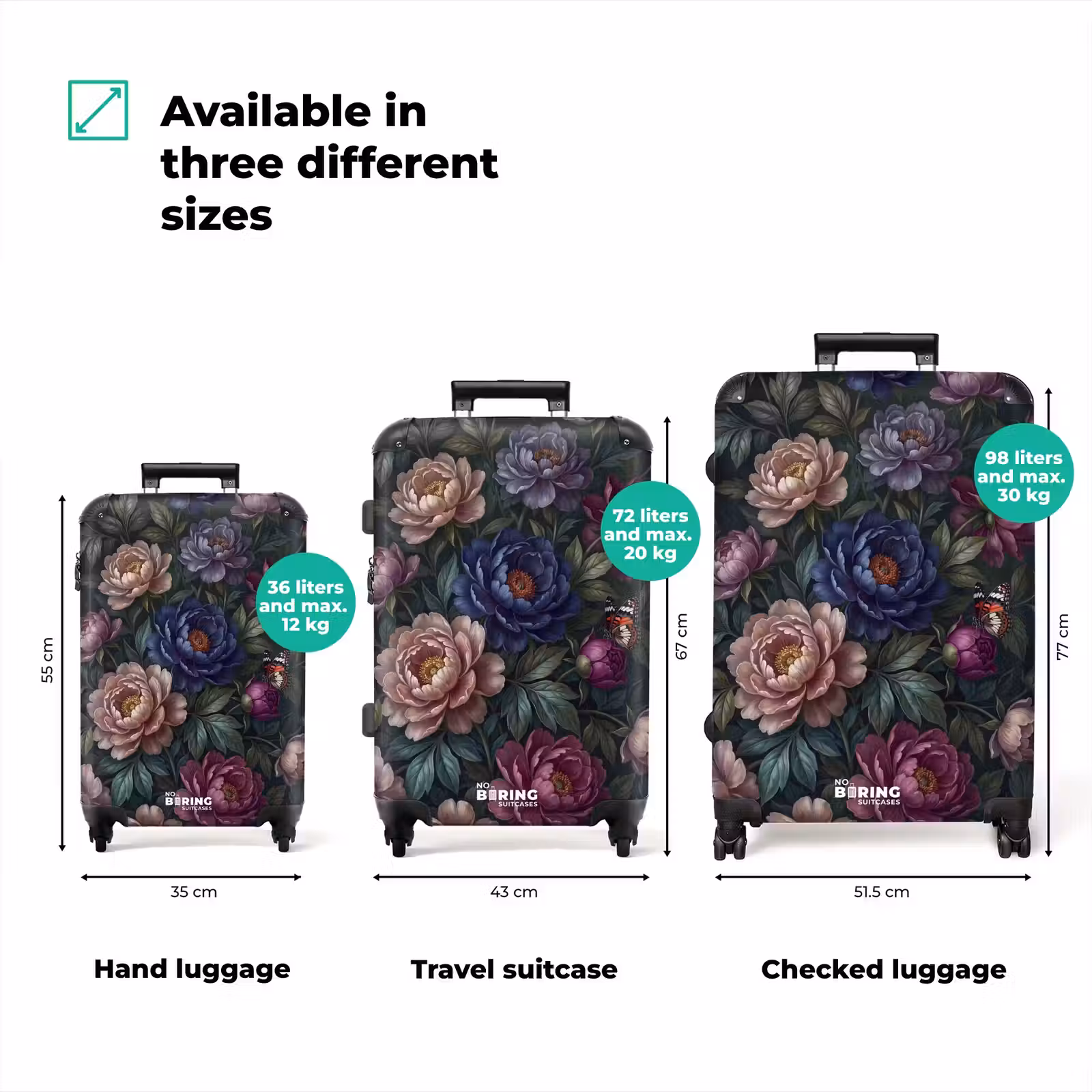 Suitcase - Flowers - Butterfly - Nature - Modern - Purple — 1