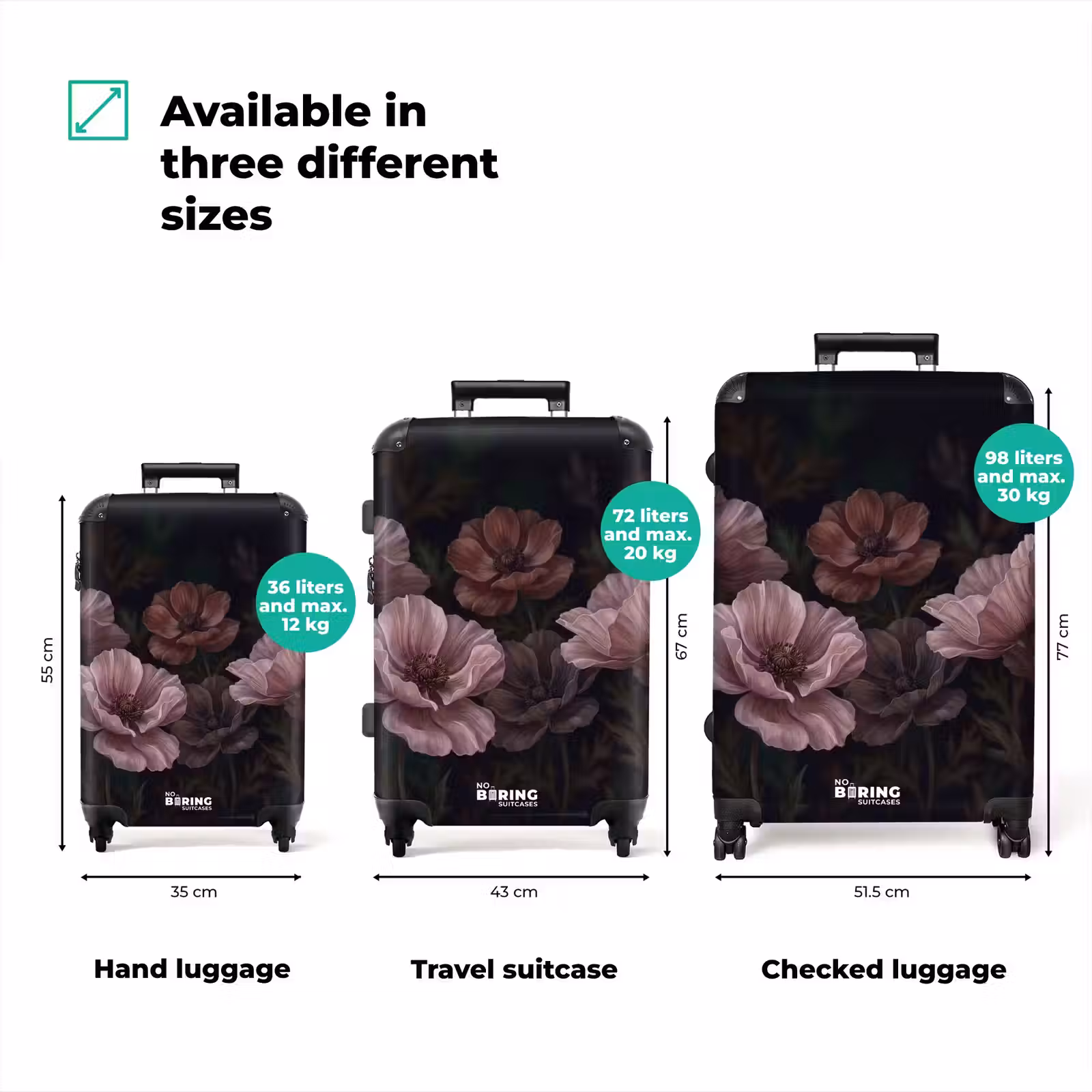 Suitcase - Flowers - Nature - Pink - Dark - Modern — 1