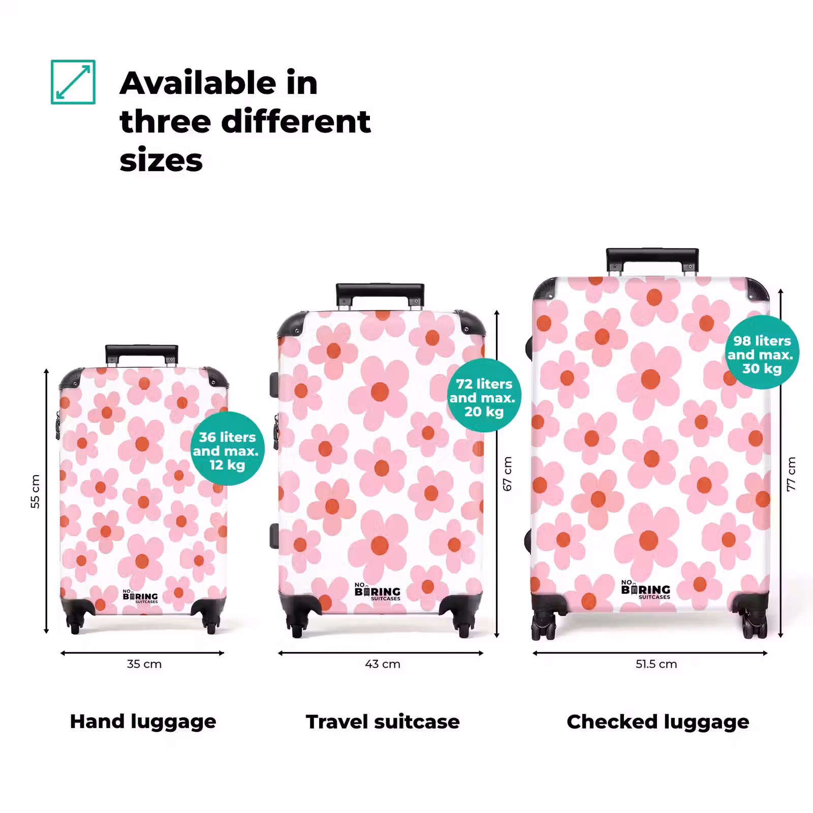 Suitcase - Flowers - Pattern - Modern - Pink - White — 1