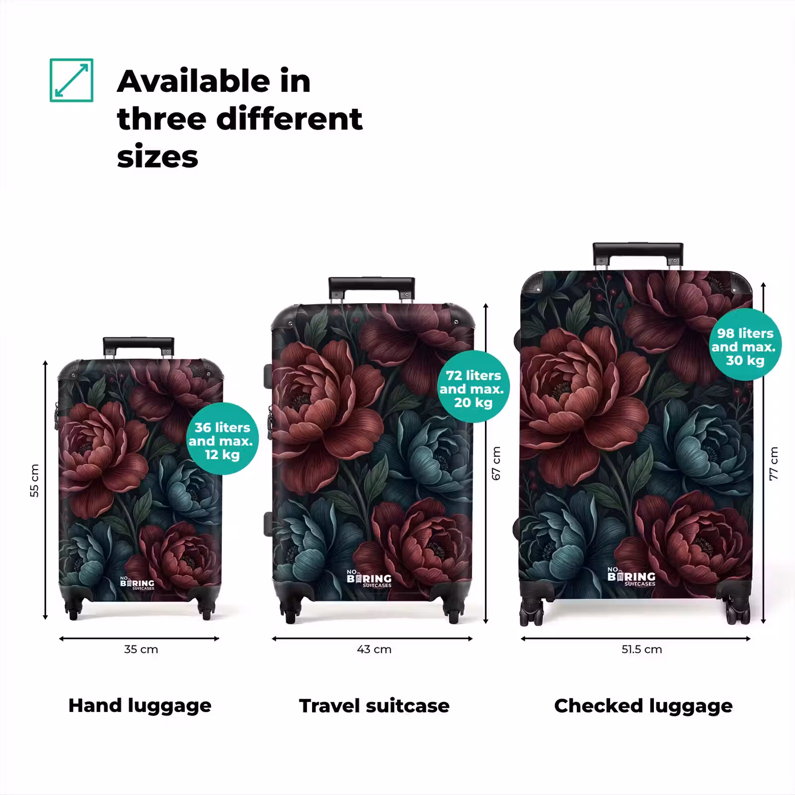Suitcase - Flowers - Pattern - Nature - Classic - Dark — 1