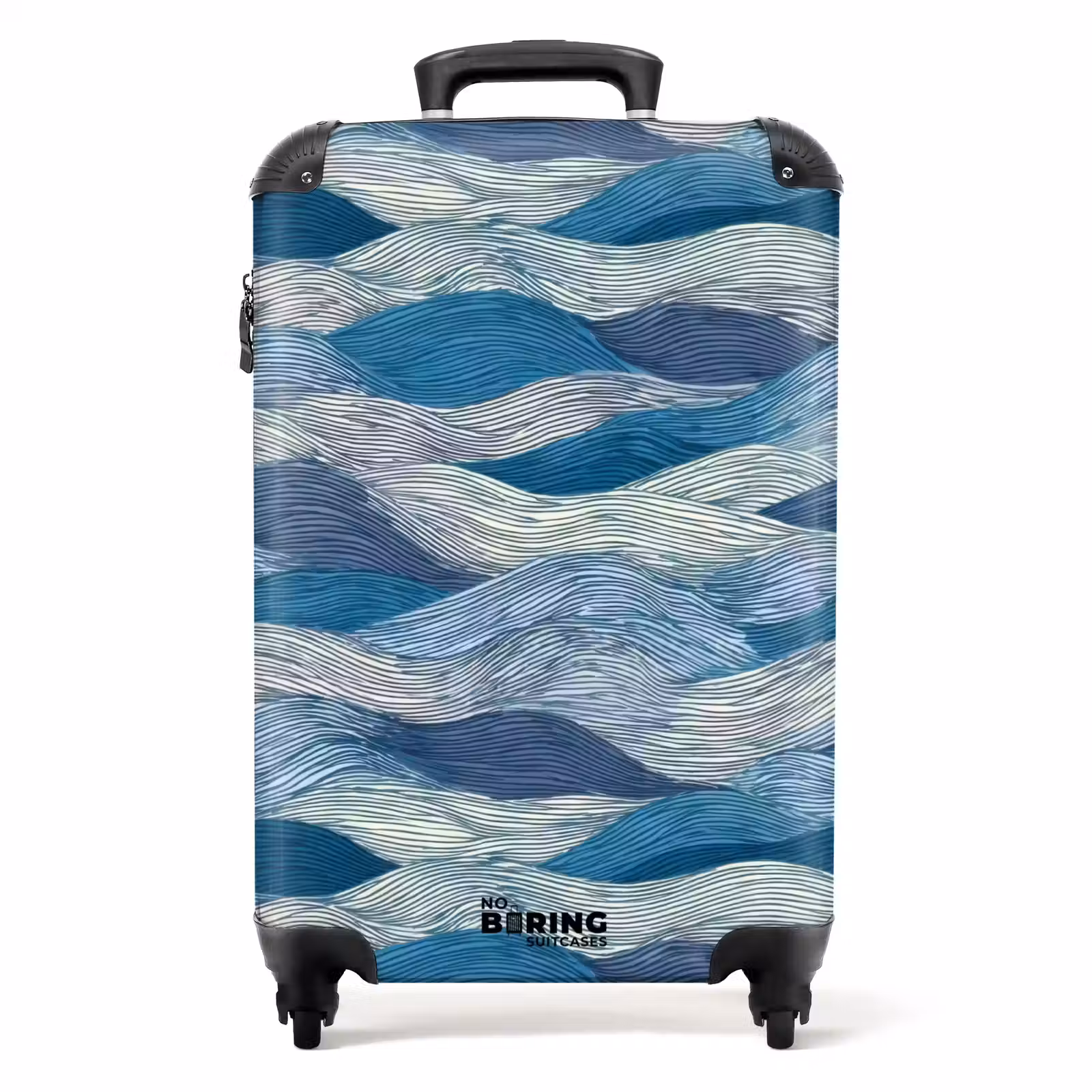 Suitcase - Patterned - Blue - White - Wavy - Stripes — 1