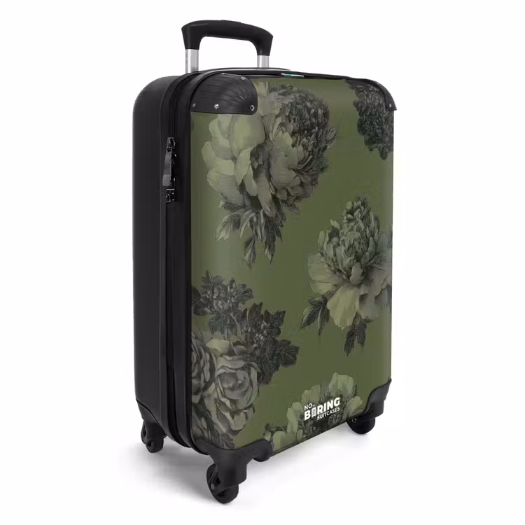 Suitcase - Classic - botanical - olive green - flowers — 2