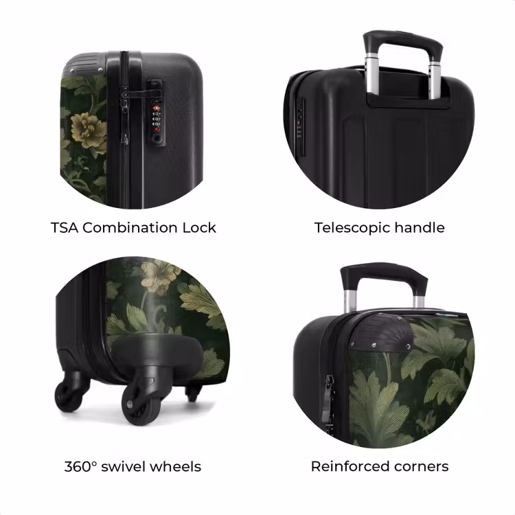 Suitcase - Dark - Green - Gold - Botanical — 8