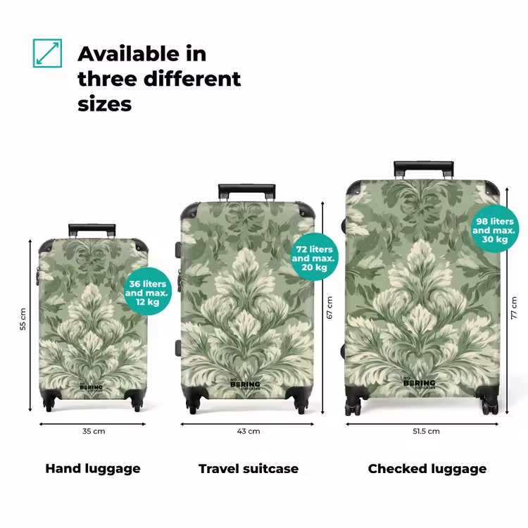 Suitcase - Elegant - Light Green - Plants - Pattern - Fitted — 3