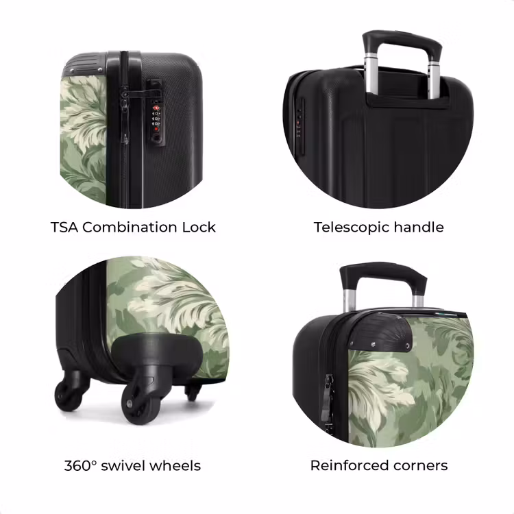 Suitcase - Elegant - Light Green - Plants - Pattern - Fitted — 8