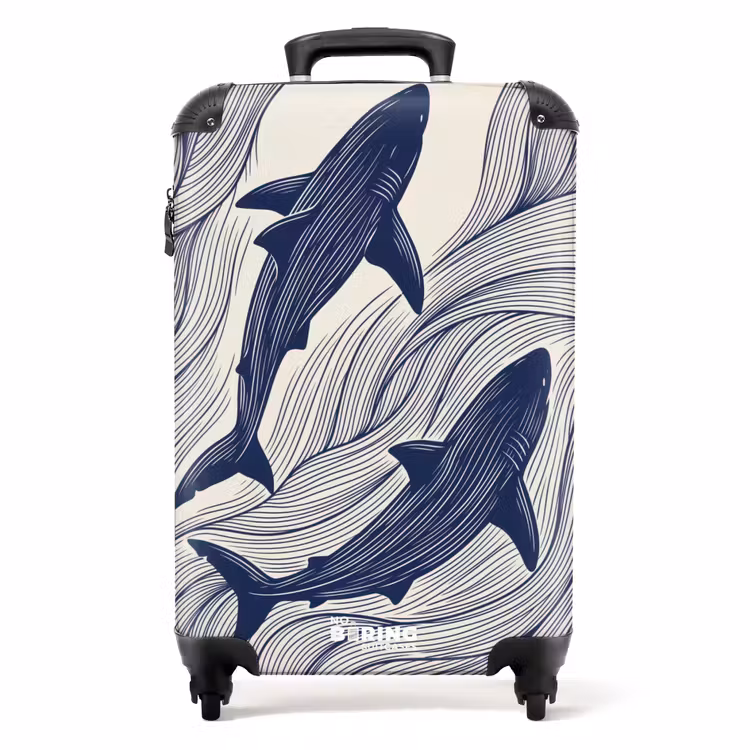 Suitcase - Fish - Ocean - Line Drawing - Blue - Animals — 1