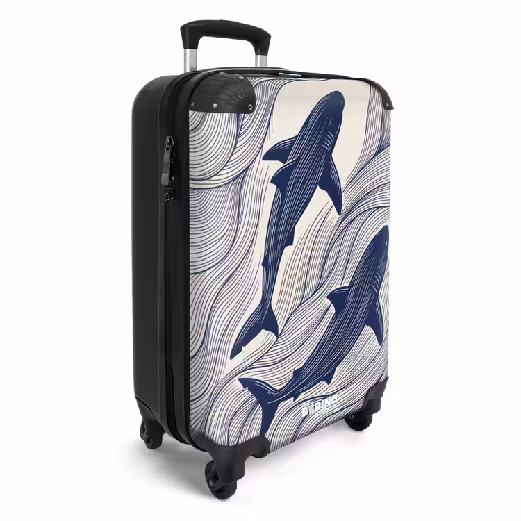 Suitcase - Fish - Ocean - Line Drawing - Blue - Animals — 2