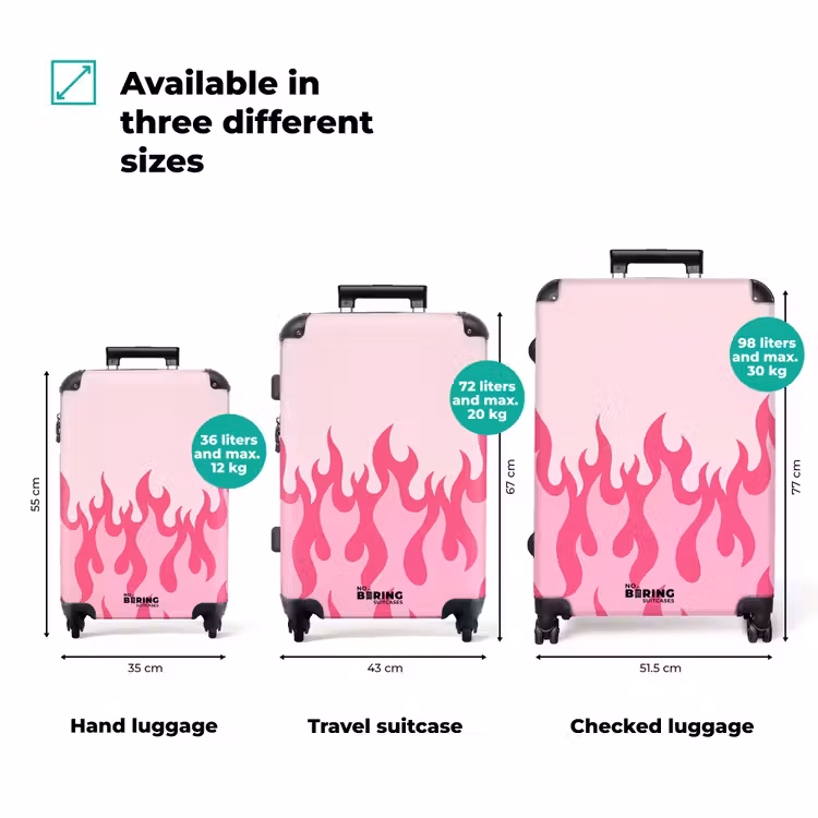 Suitcase - Flames - Pattern - Abstract - Modern - Pink — 1